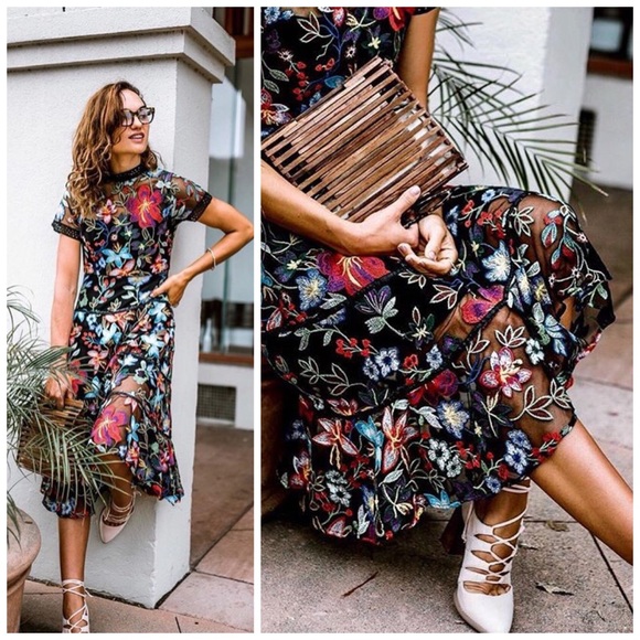 Anthropologie Vone Janine Embroidered Floral Dress - Picture 8 of 8